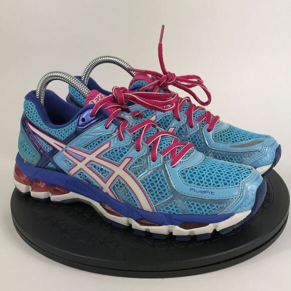 Asics Gel-Kayano 21 Blue/Pink Athletic Running Shoes T4H7N Women’s Size 8 - Picture 3 of 12